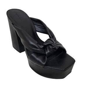 Open Edit Platform High Chunky Block 5” Heel Open Toe Slip On Wedge Sandals